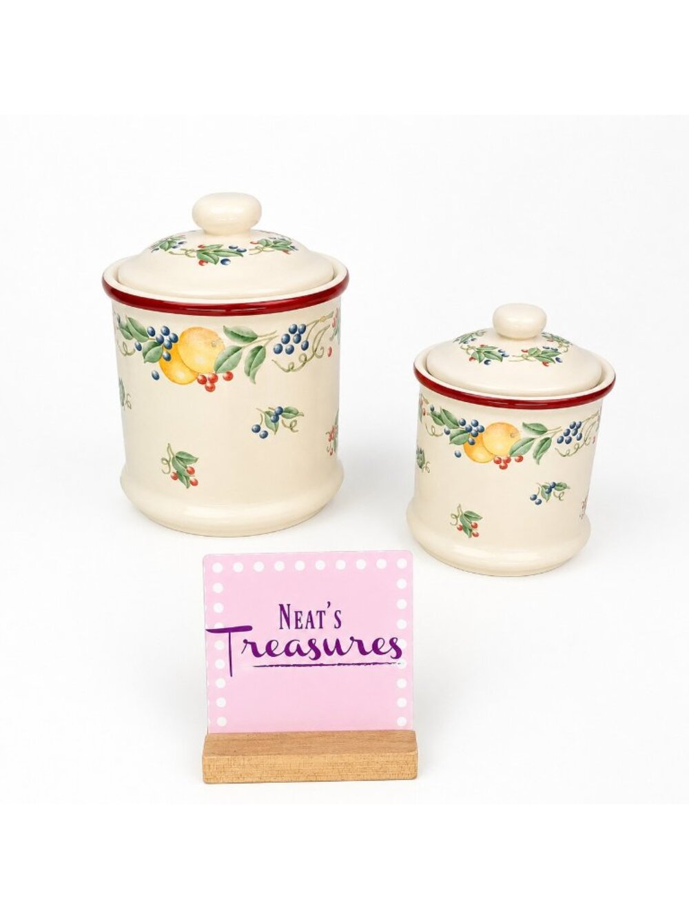 Jay Imports Corelle Coordinates ABUNDANCE Fruit Coffee Tea Canister Jar Set 2